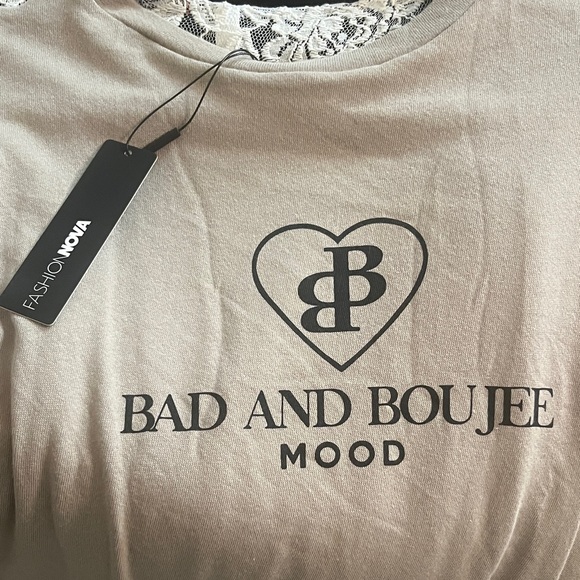 Fashion Nova Tan Sweatshirt - Bad and Boujee Mood - Picture 6 of 6